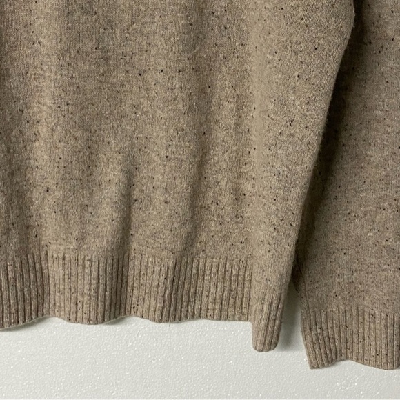 J. Crew Sweater Confetti Men Large Tan Quarter Zip Merino Wool Blend Ribbed Trim - Picture 4 of 9